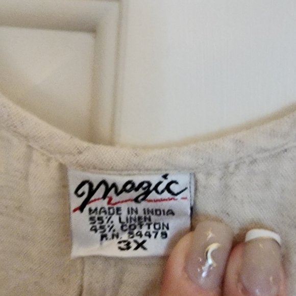 Linen Cotton Tank Dress Embroidered Dancing Tribal Print Artsy Size Xl Lagenlook - Picture 4 of 9